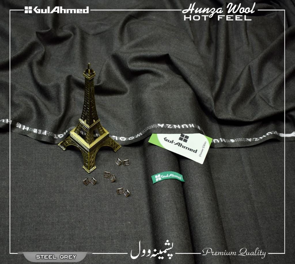 Gul Ahmed Pashmina Wool SOFT LIGHT WOOL | Steel Grey