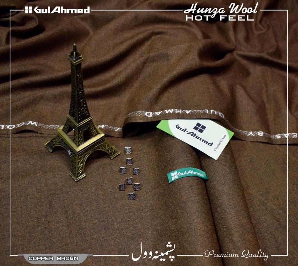 Gul Ahmed Pashmina Wool SOFT LIGHT WOOL | Copper Brown